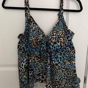 Maxine of Hollywood Blue Cheetah Tankini Top